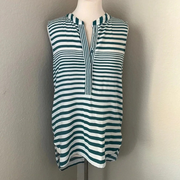 VELVET HEART white and dark teal striped tank top size medium - Picture 1 of 12